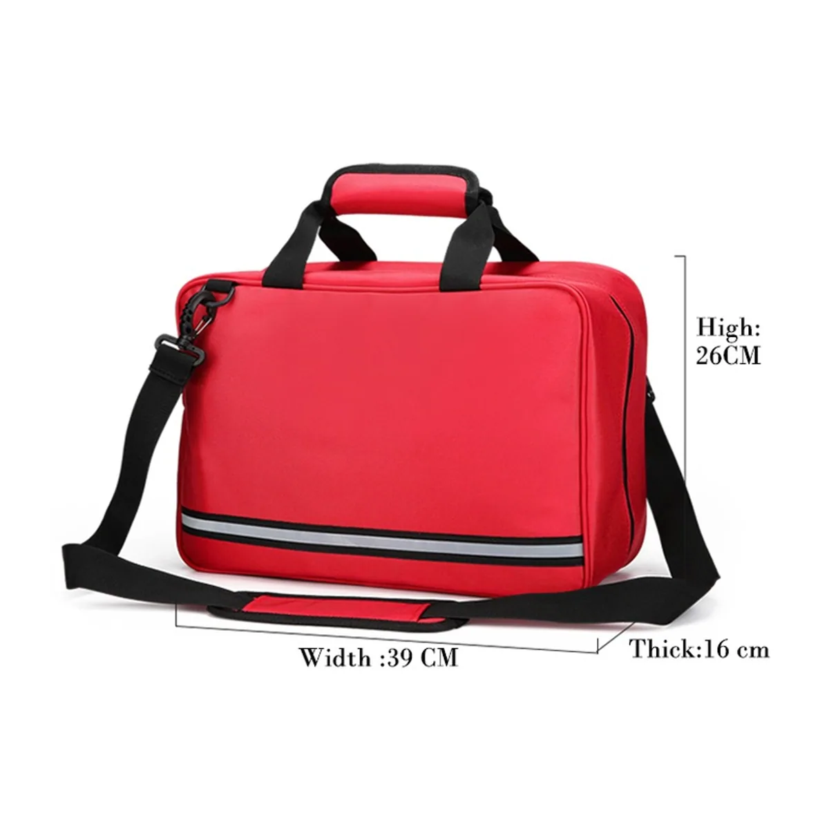08802 Oxford Portable First Aid Bag in Red, construction and compartment detail 7