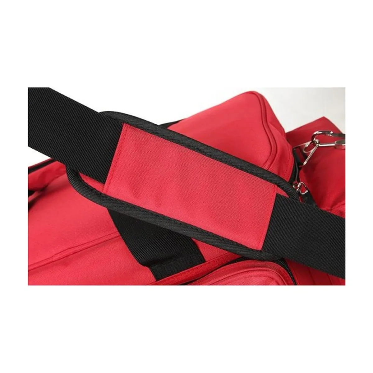 08803 Oxford Rescue Duffel Bag in Red, construction and compartment detail 1