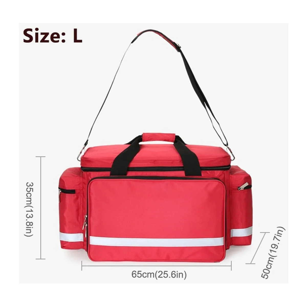 08803 Oxford Rescue Duffel Bag in Red, construction and compartment detail 4