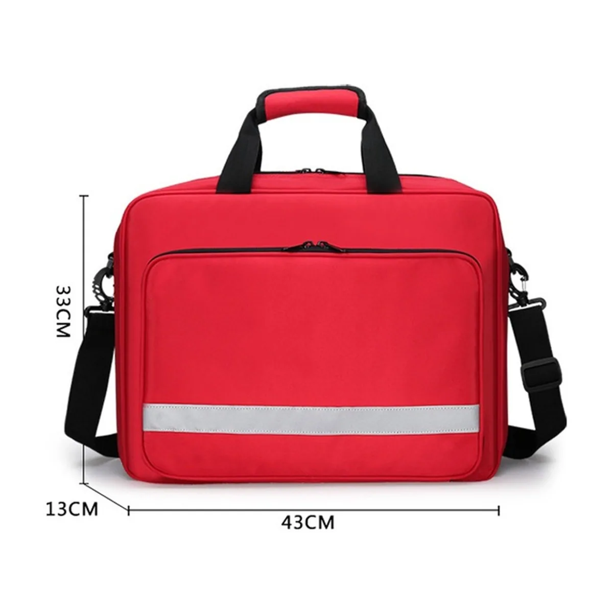 08804 Oxford Portable First Aid Bag in Red, construction and compartment detail 1