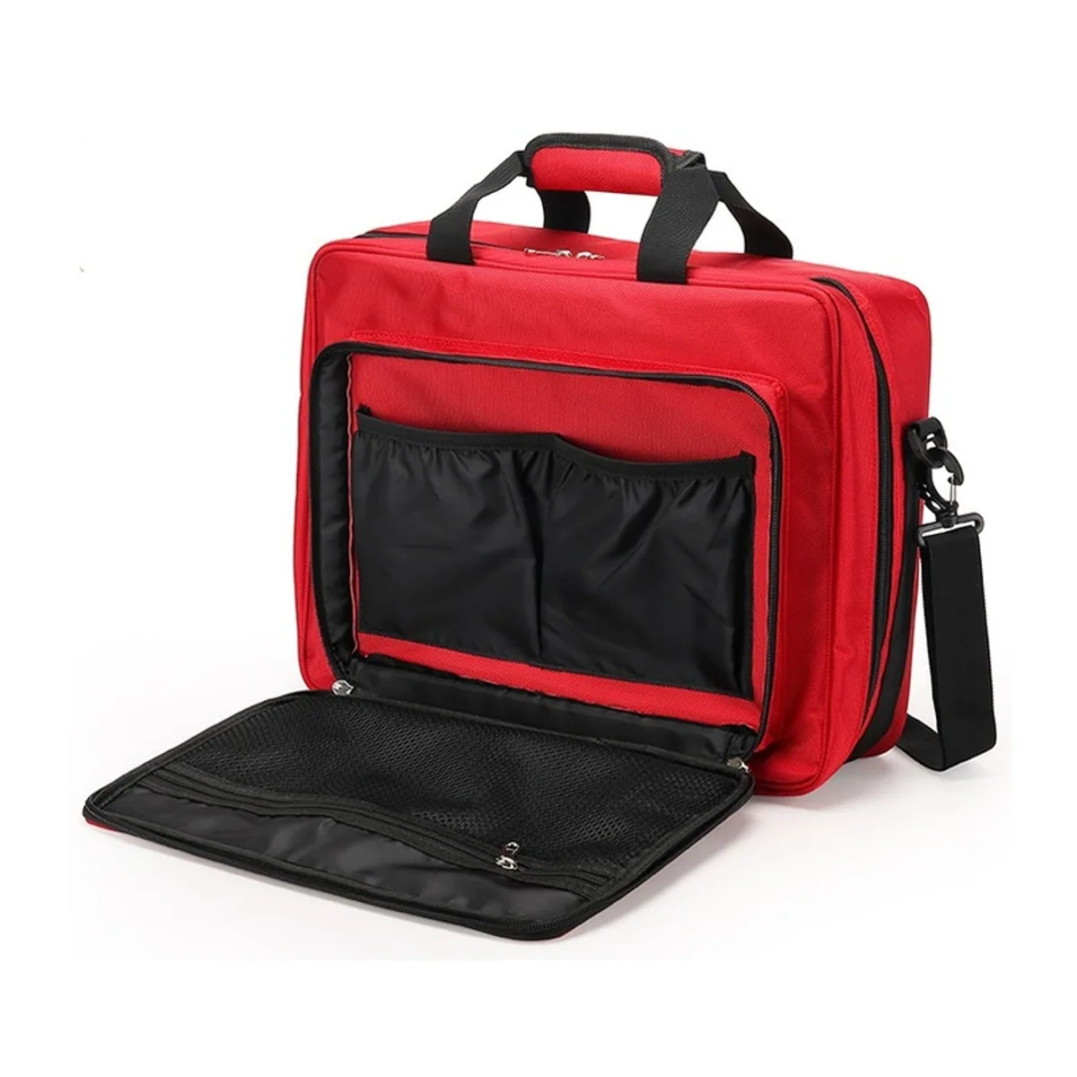 08804 Oxford Portable First Aid Bag in Red, construction and compartment detail 6