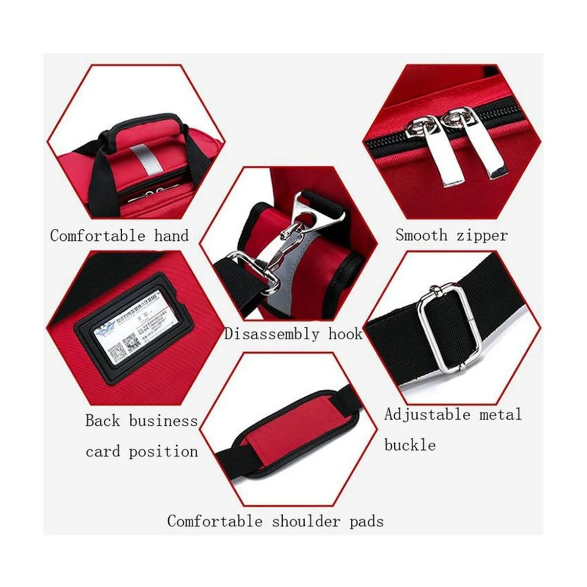 08807 Oxford Portable First Aid Bag in Red, construction and compartment detail 3