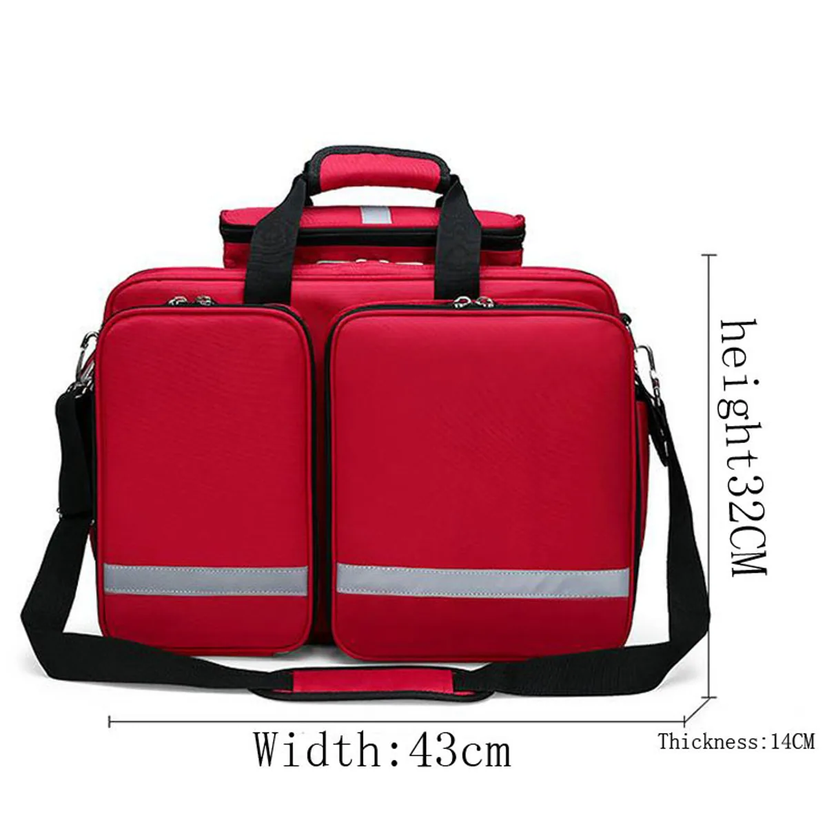 08807 Oxford Portable First Aid Bag in Red, construction and compartment detail 4