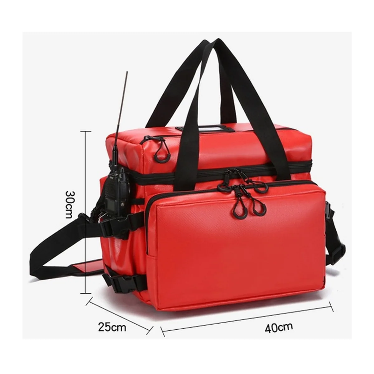 08808 PVC Waterproof PVC Rescue Bag in Red, construction and compartment detail 1