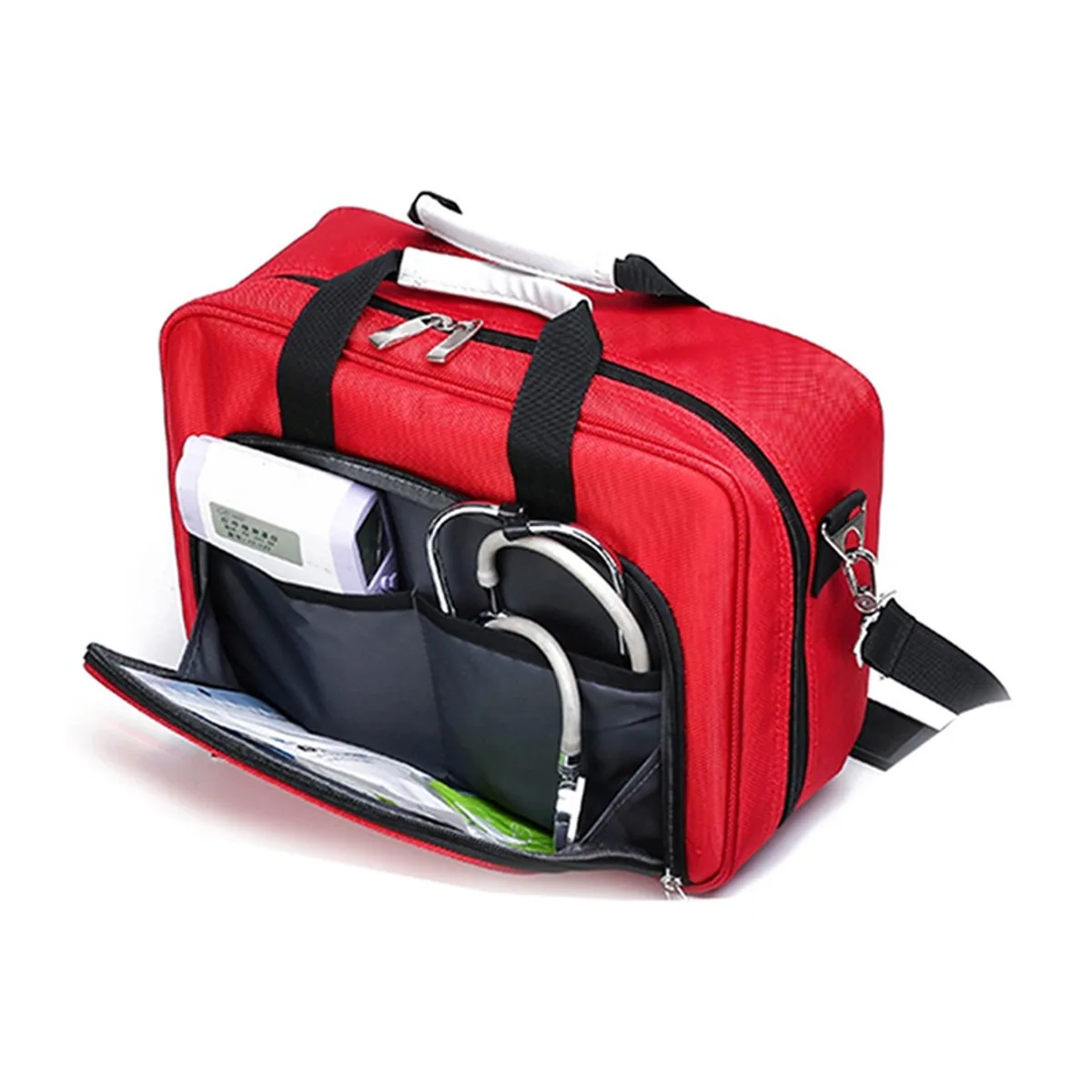08809 Oxford Emergency Waist Bag in Red, construction and compartment detail 1