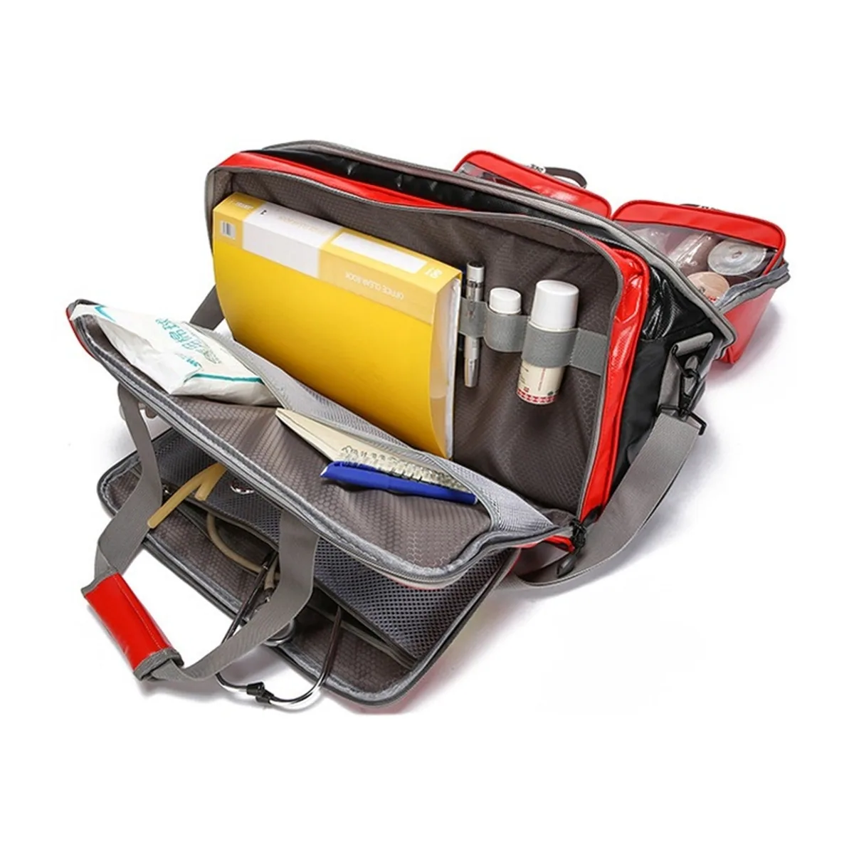 08811 PVC Waterproof PVC Rescue Bag in Red, construction and compartment detail 1