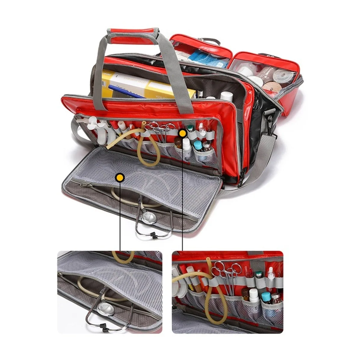 08811 PVC Waterproof PVC Rescue Bag in Red, construction and compartment detail 3