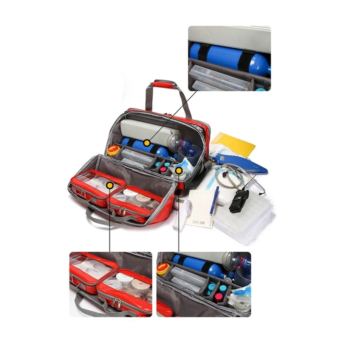08811 PVC Waterproof PVC Rescue Bag in Red, construction and compartment detail 4