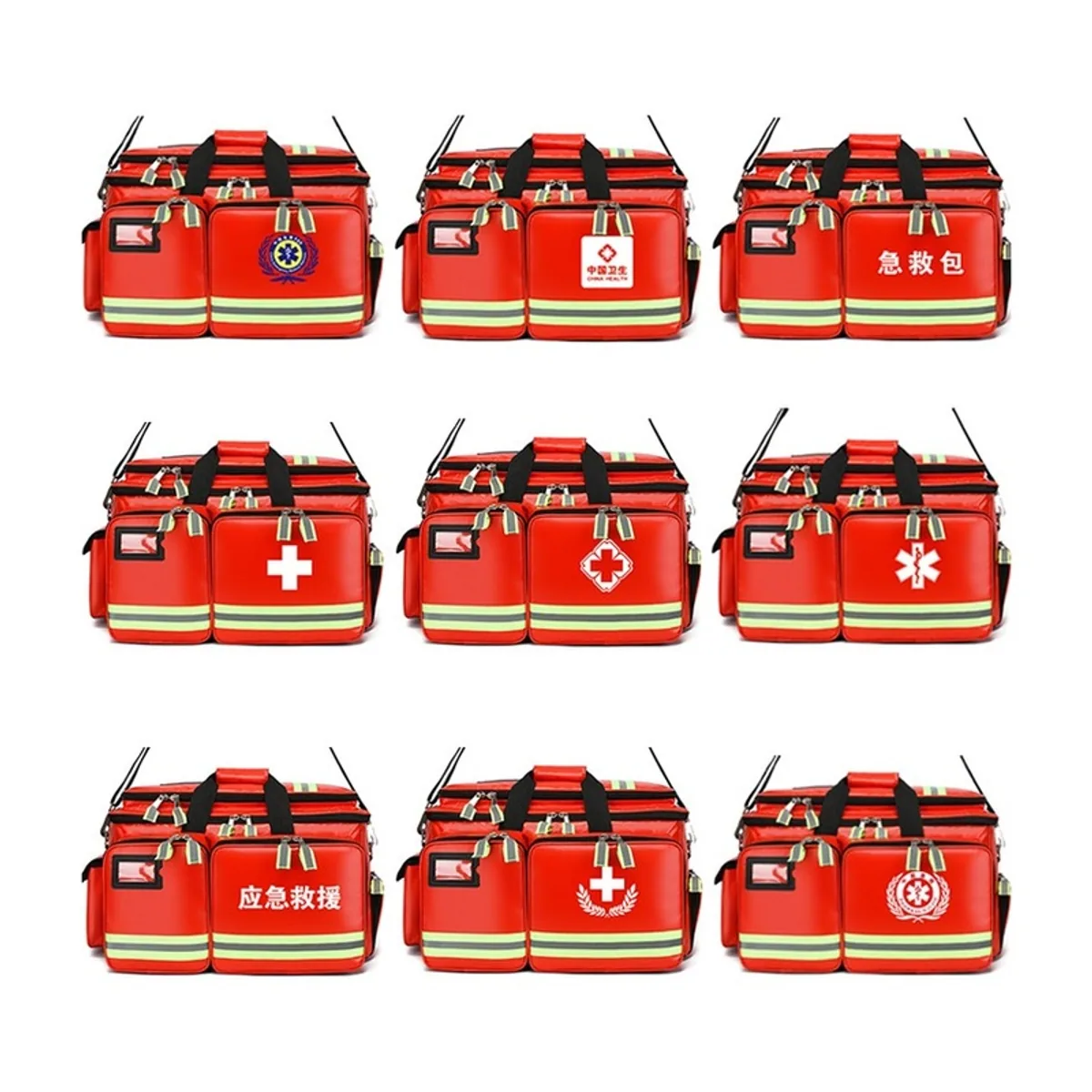 08813 Oxford Portable First Aid Bag in Red, construction and compartment detail 2