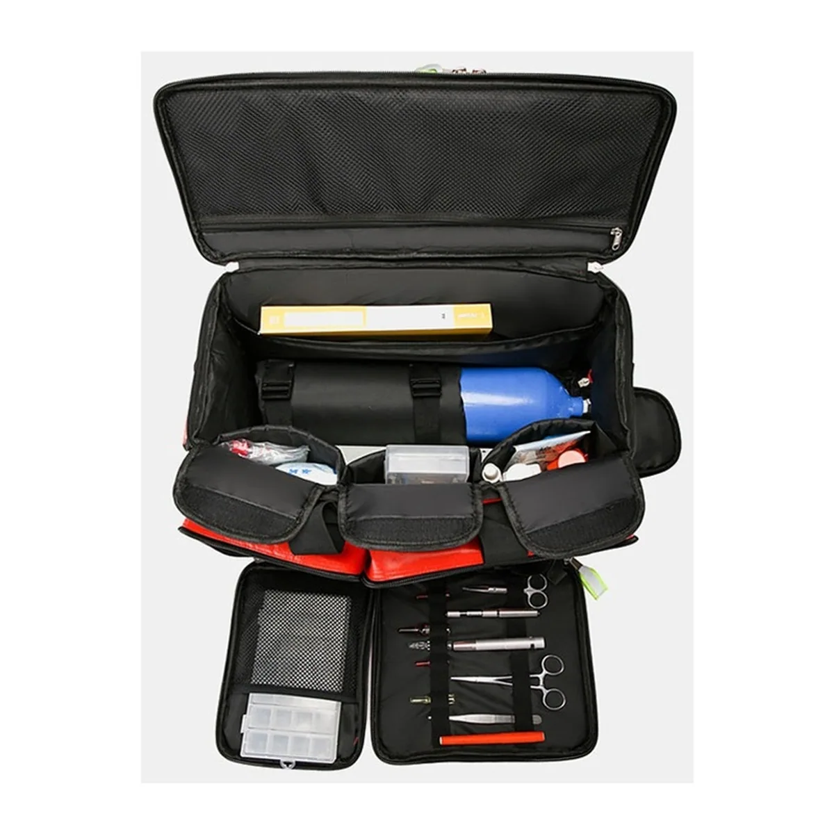 08813 Oxford Portable First Aid Bag in Red, construction and compartment detail 7