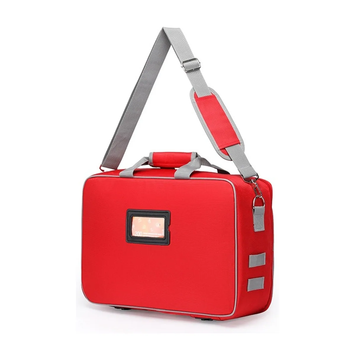 08814 Oxford Portable First Aid Bag in Red, construction and compartment detail 4