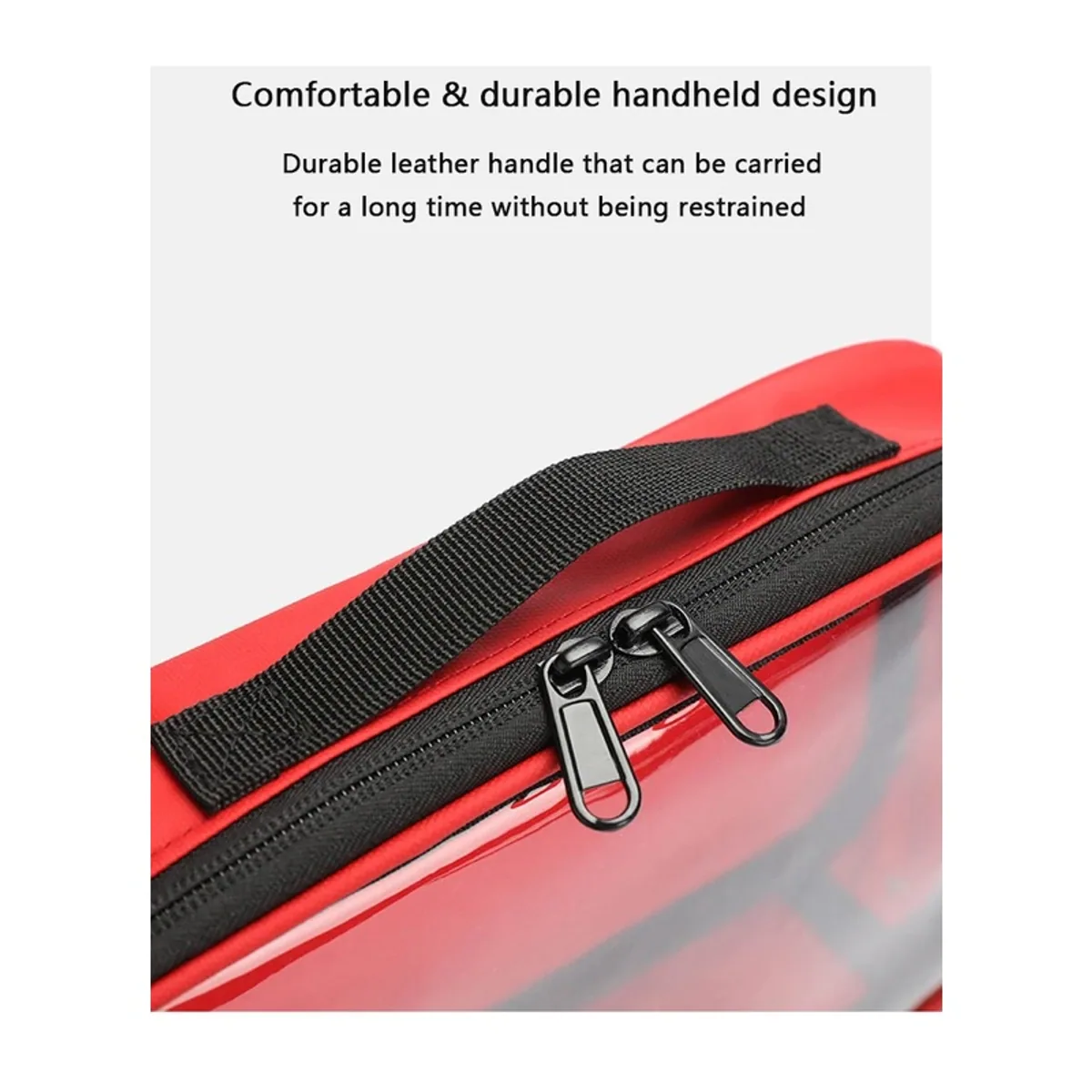 08815 Outdoor Travel Portable Medical Storage Bag Large Capacity Oxford Home Medicine Pill First Aid Kit Medical Emergency Kits Bag in Red, construction and compartment detail 2