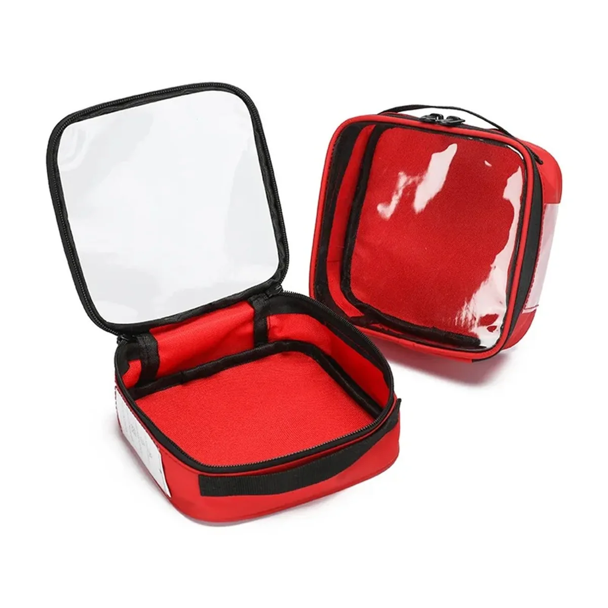 08815 Outdoor Travel Portable Medical Storage Bag Large Capacity Oxford Home Medicine Pill First Aid Kit Medical Emergency Kits Bag in Red, construction and compartment detail 5