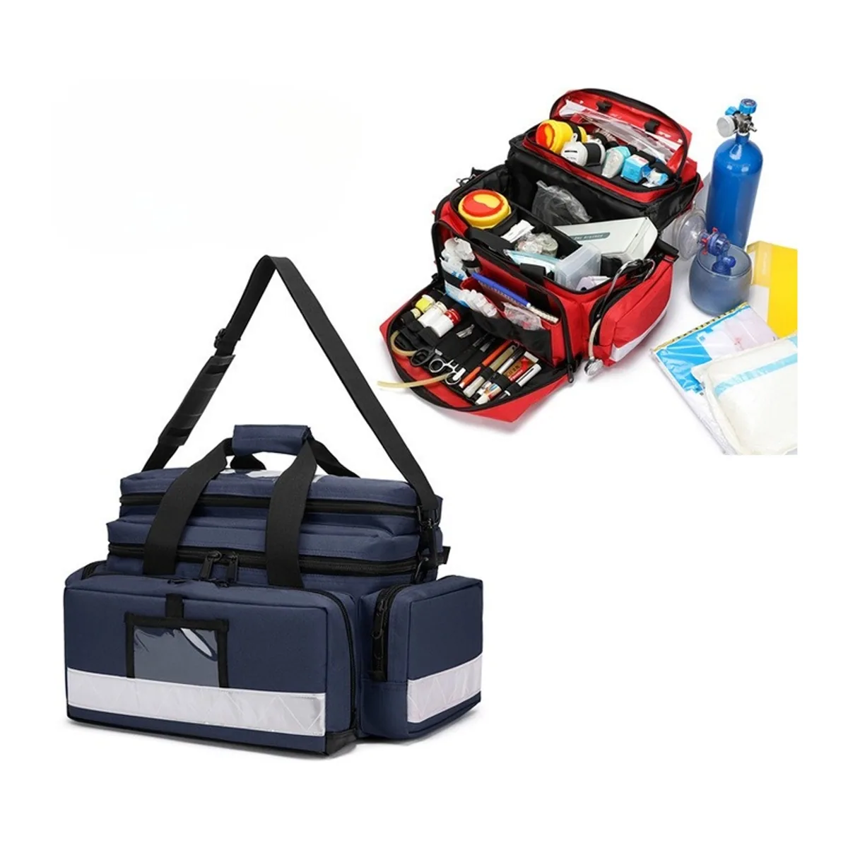 08816 1000D Portable First Aid Bag in Red, construction and compartment detail 2