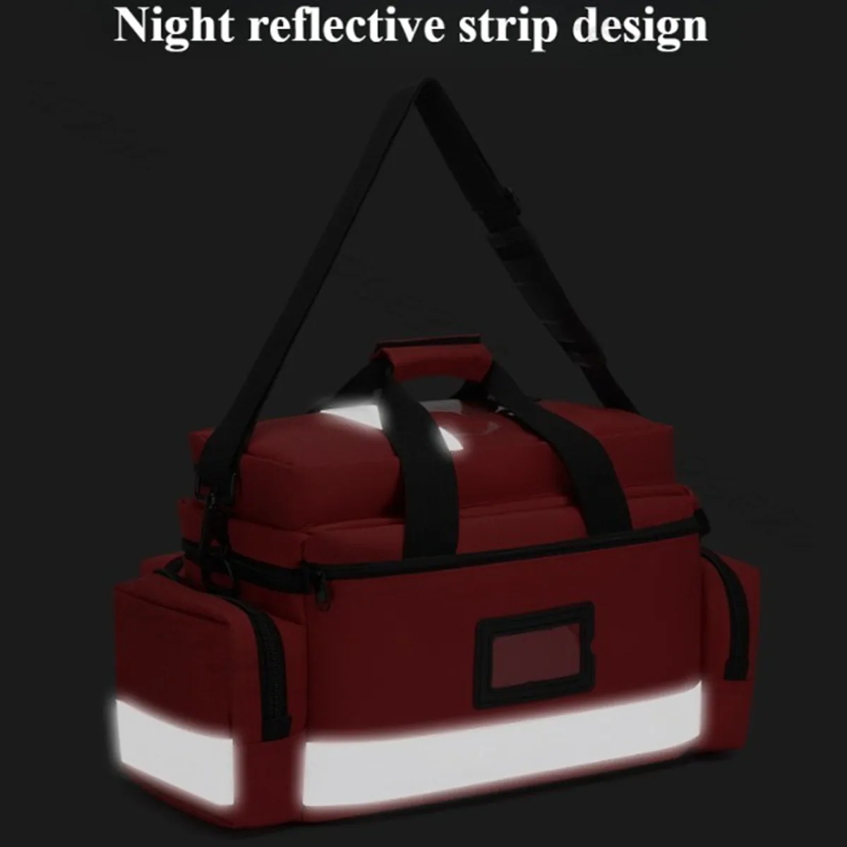 08816 1000D Portable First Aid Bag in Red, construction and compartment detail 5