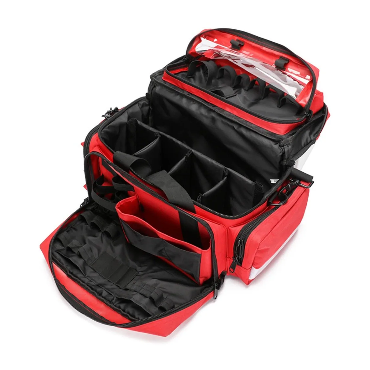 08816 1000D Portable First Aid Bag in Red, construction and compartment detail 6
