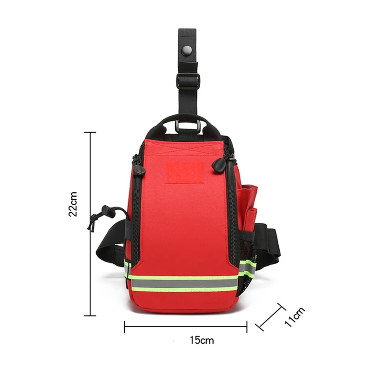 08817 1000D Emergency Waist Bag in Red, construction and compartment detail 1