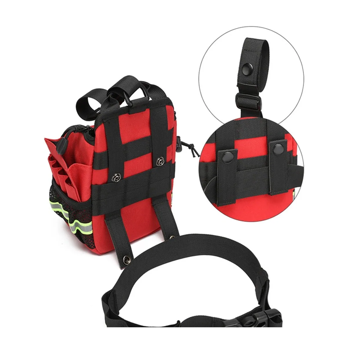 08817 1000D Emergency Waist Bag in Red, construction and compartment detail 2