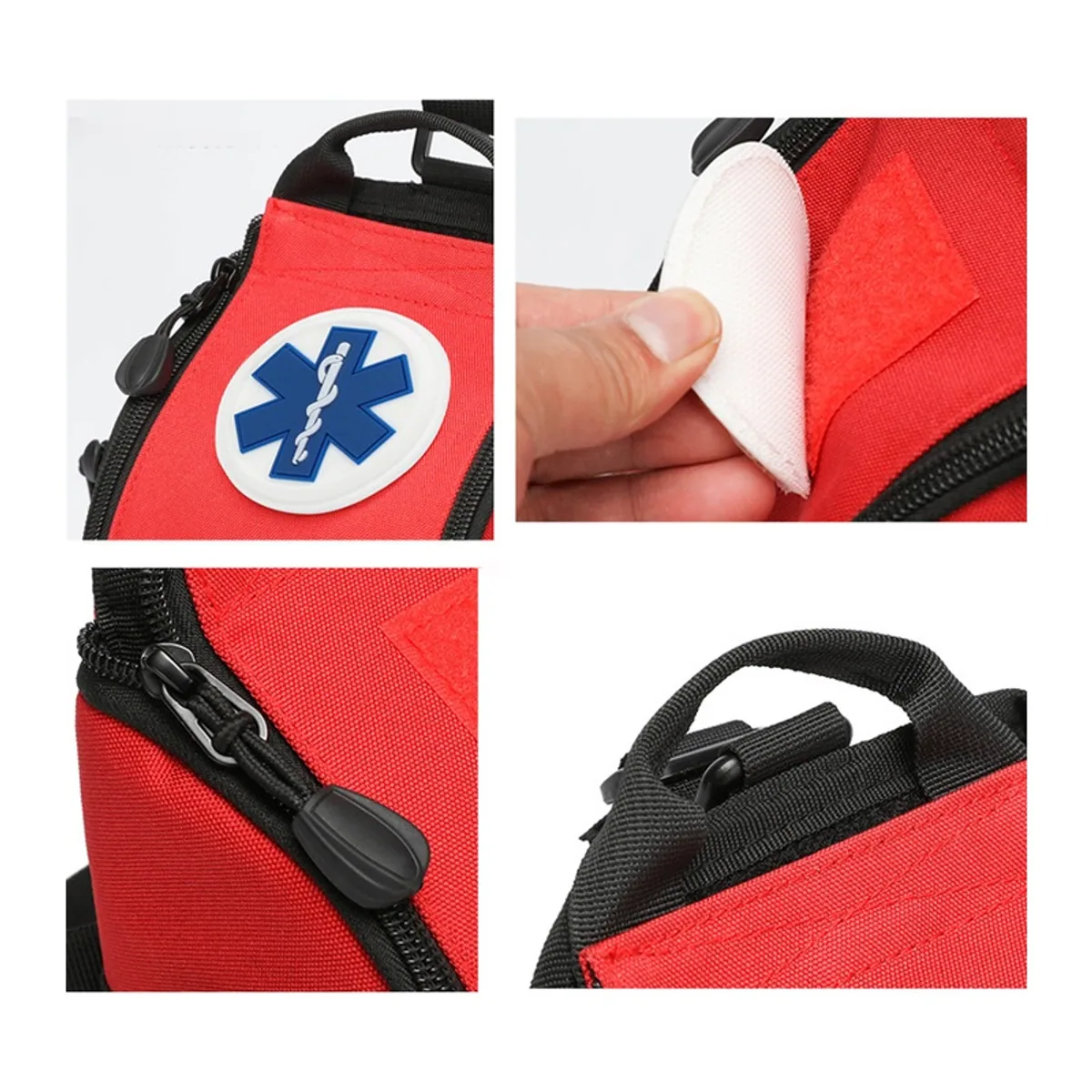 08817 1000D Emergency Waist Bag in Red, construction and compartment detail 6