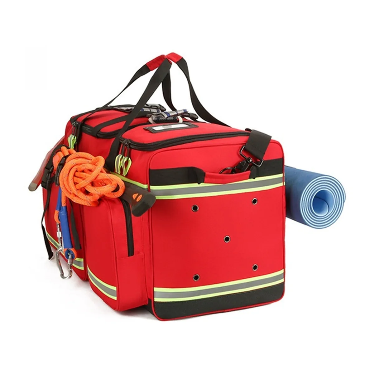 08818 1000D Portable First Aid Bag in Red, construction and compartment detail 1