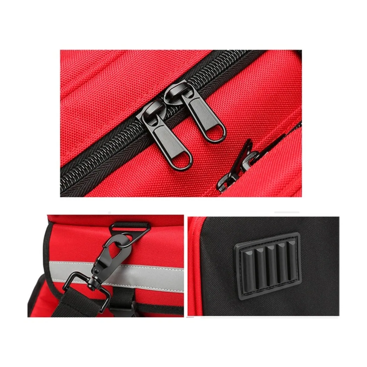 08818 1000D Portable First Aid Bag in Red, construction and compartment detail 5