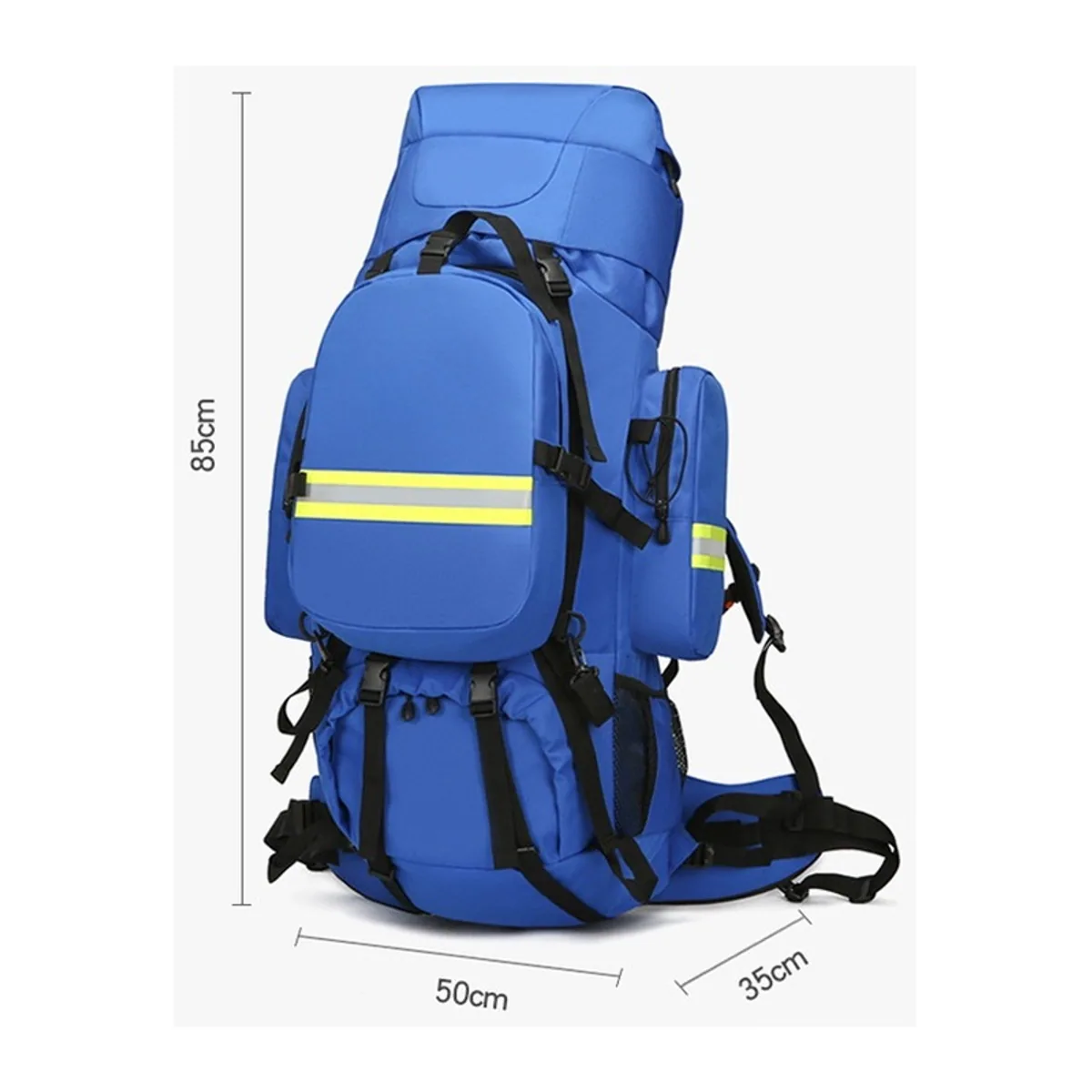 08822 Oxford Outdoor Rescue Backpack in Royal Blue, construction and compartment detail 1