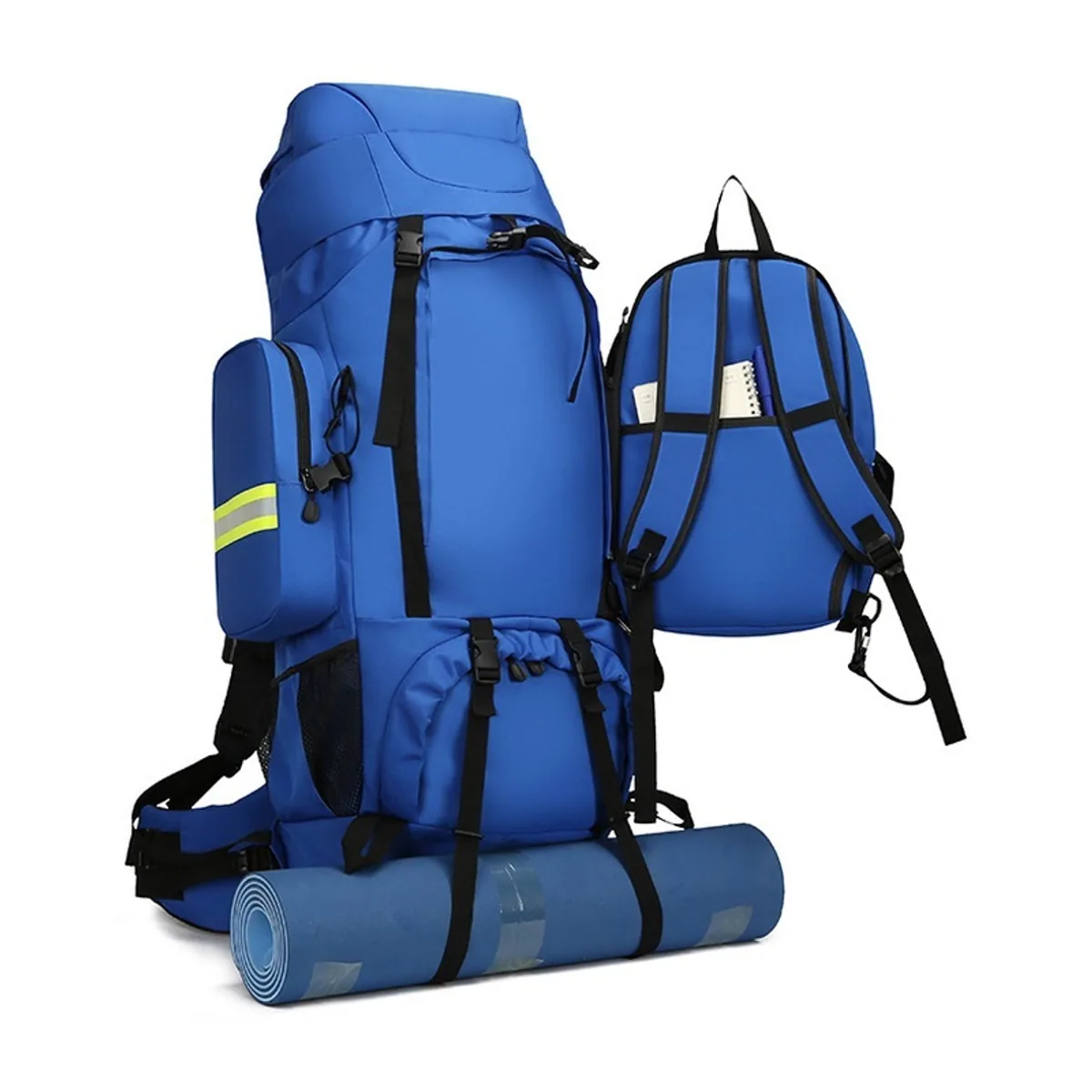 08822 Oxford Outdoor Rescue Backpack in Royal Blue, construction and compartment detail 2