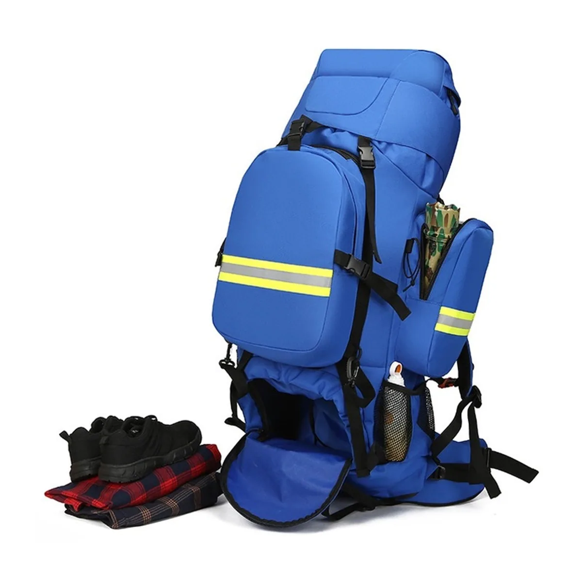 08822 Oxford Outdoor Rescue Backpack in Royal Blue, construction and compartment detail 4