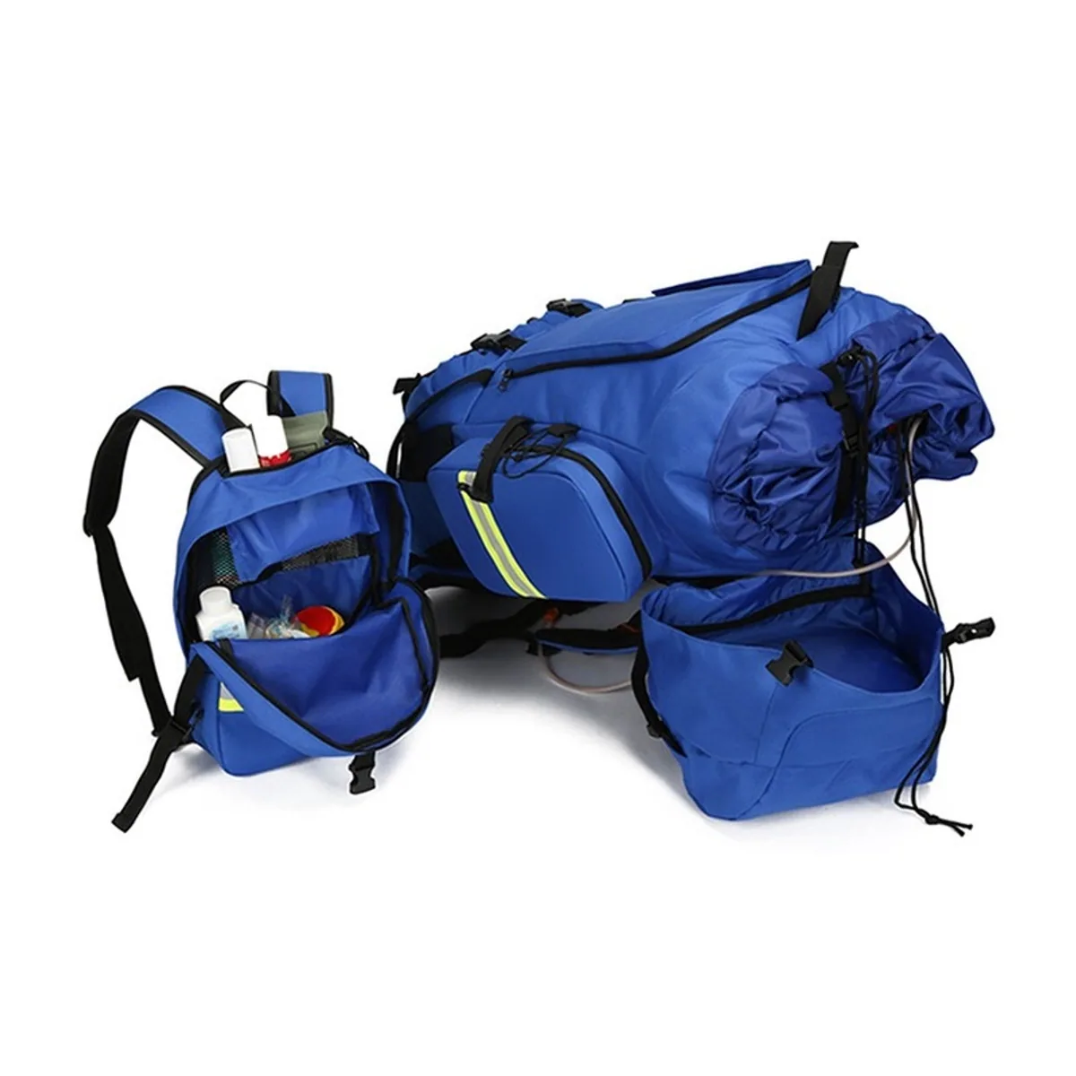 08822 Oxford Outdoor Rescue Backpack in Royal Blue, construction and compartment detail 6