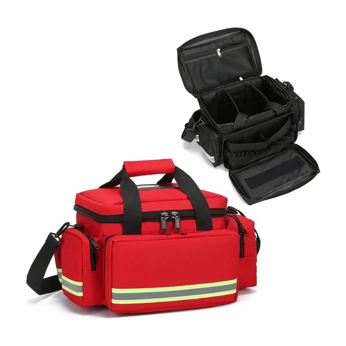 08824 1200D Portable First Aid Bag in Red, construction and compartment detail 3