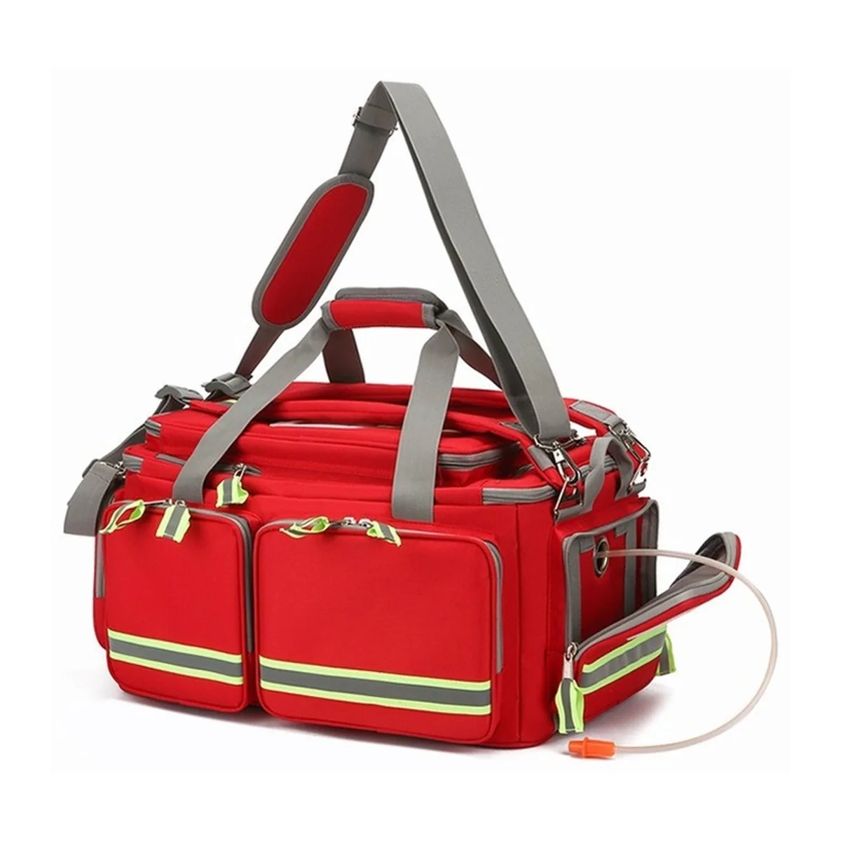08825 1200D Rescue Duffel Bag in Red, construction and compartment detail 3