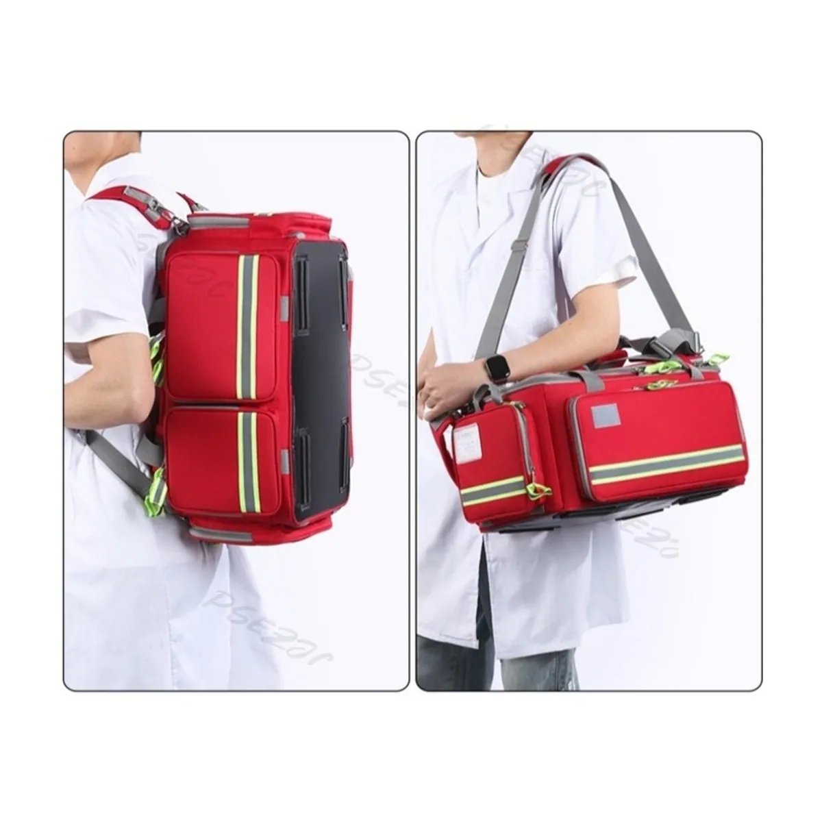 08825 1200D Rescue Duffel Bag in Red, construction and compartment detail 6