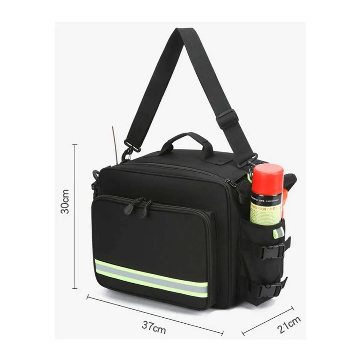 08826 1200D Portable First Aid Bag in Black, construction and compartment detail 1
