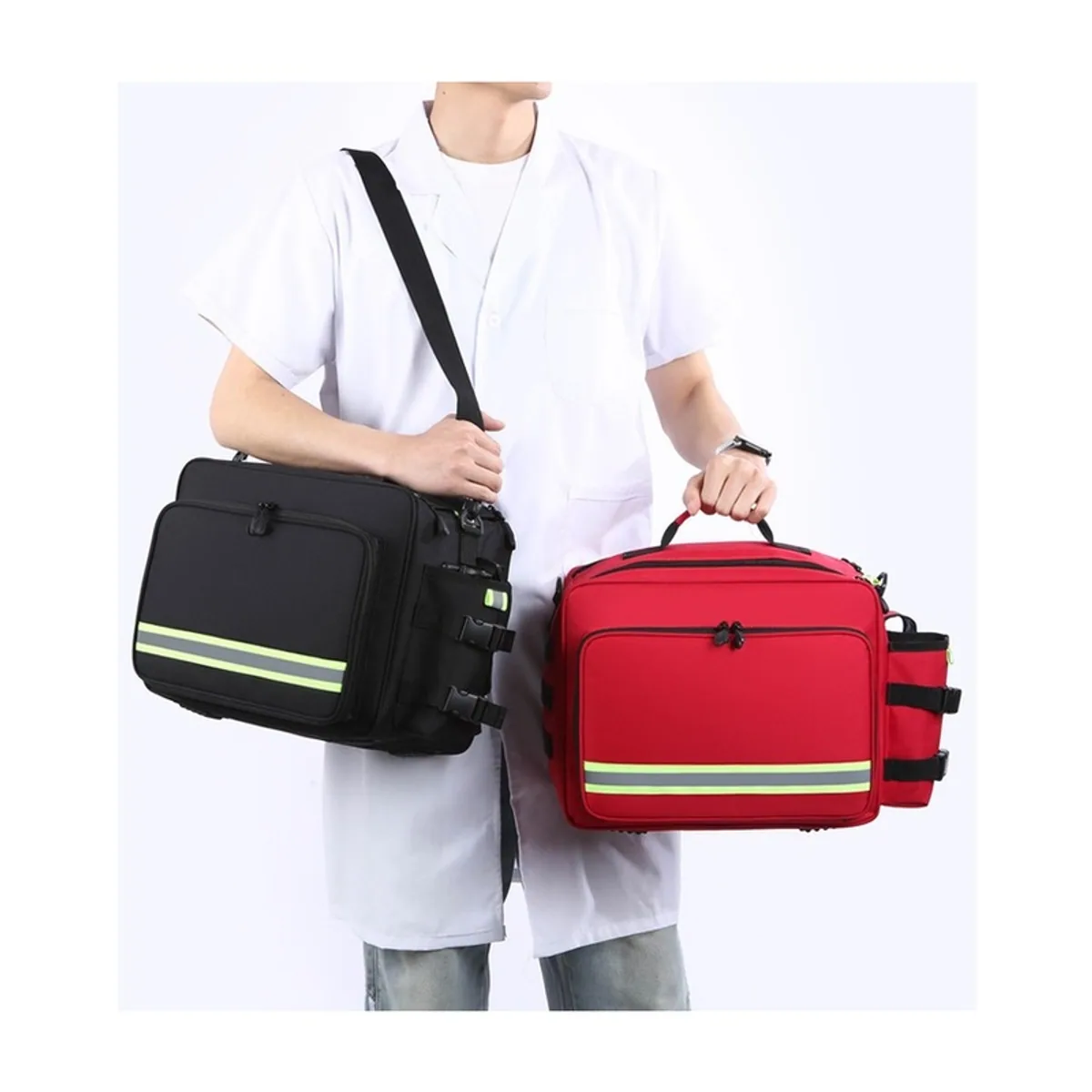 08826 1200D Portable First Aid Bag in Black, construction and compartment detail 7
