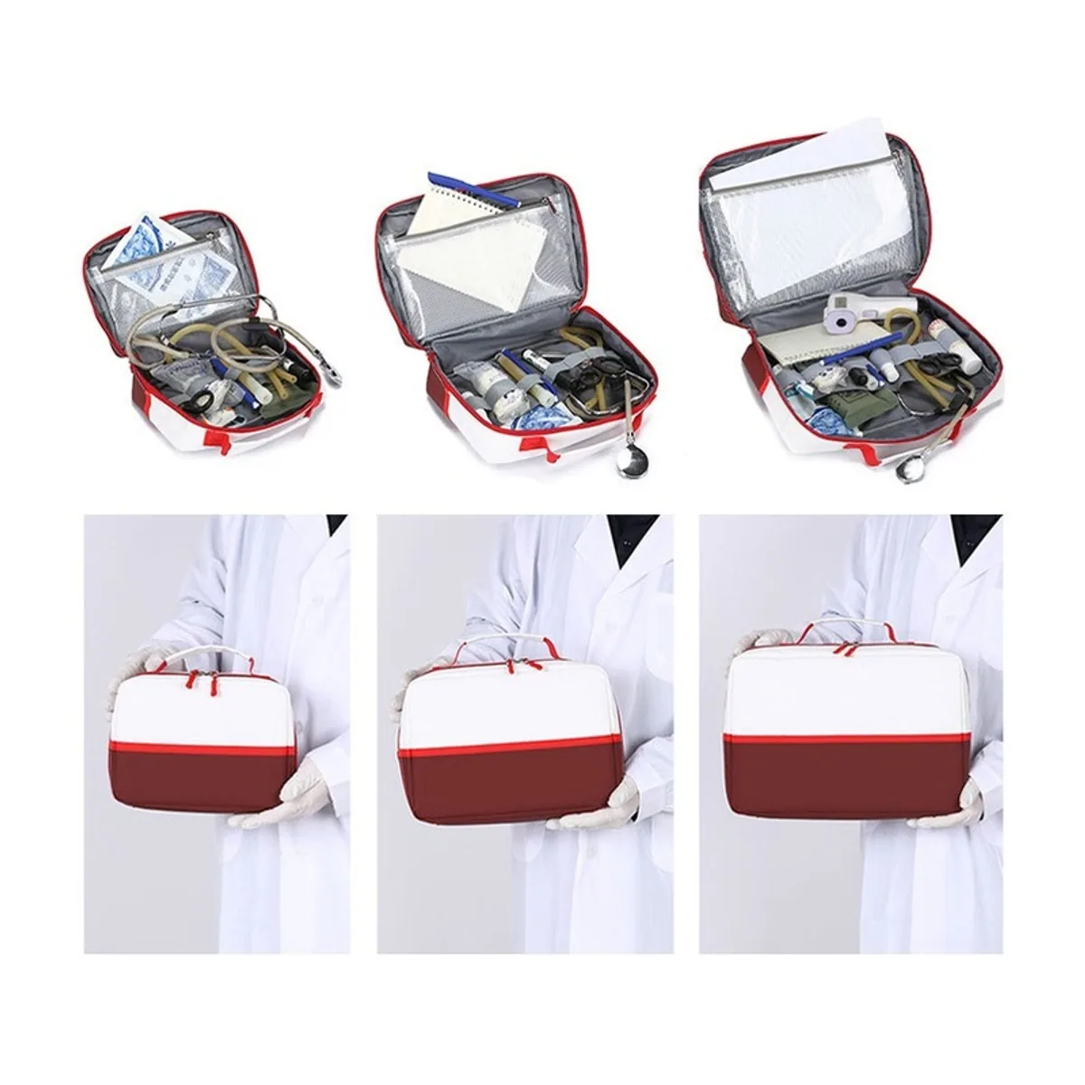 08828 Emergency Portable First Aid Bag in 6 Colors, construction and compartment detail 3