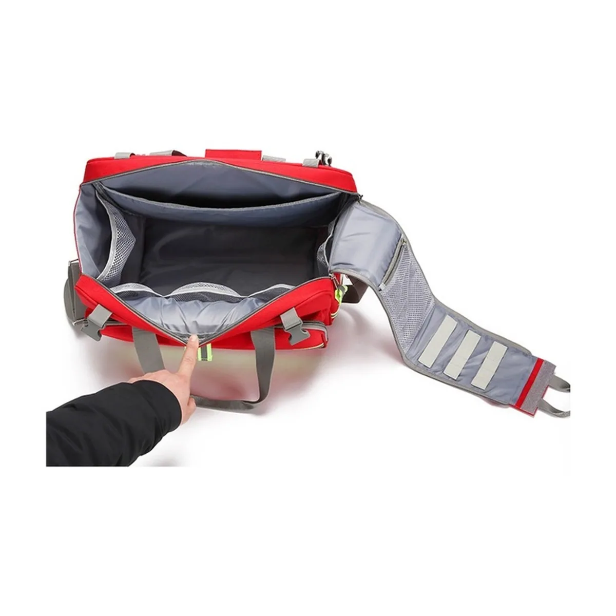 08831 1200D Portable First Aid Bag in Red, construction and compartment detail 5