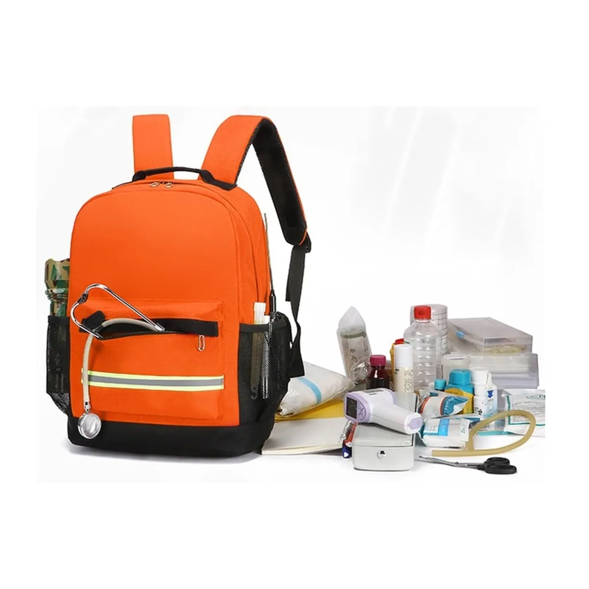 08832 1200D Portable First Aid Bag in Red, construction and compartment detail 1