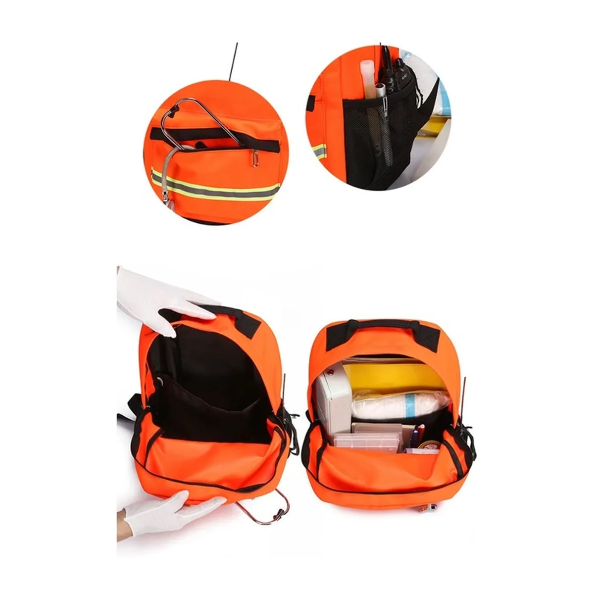 08832 1200D Portable First Aid Bag in Red, construction and compartment detail 4