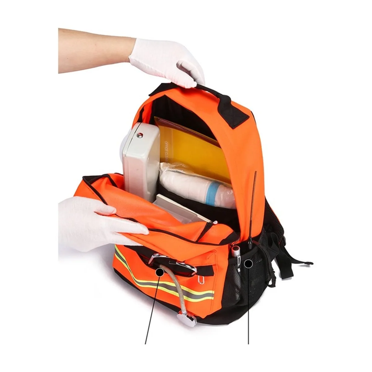 08832 1200D Portable First Aid Bag in Red, construction and compartment detail 7