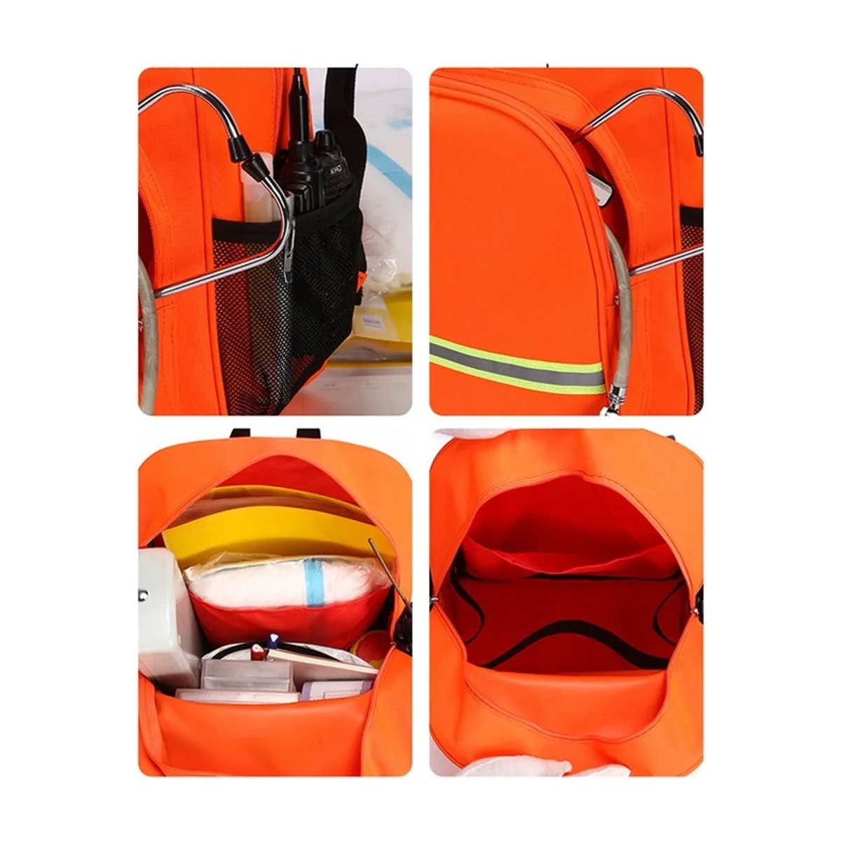 08833 1200D Portable First Aid Bag in Red, construction and compartment detail 7