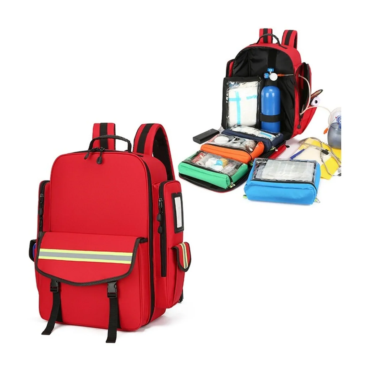 08835 1200D Portable First Aid Bag in Red, construction and compartment detail 5