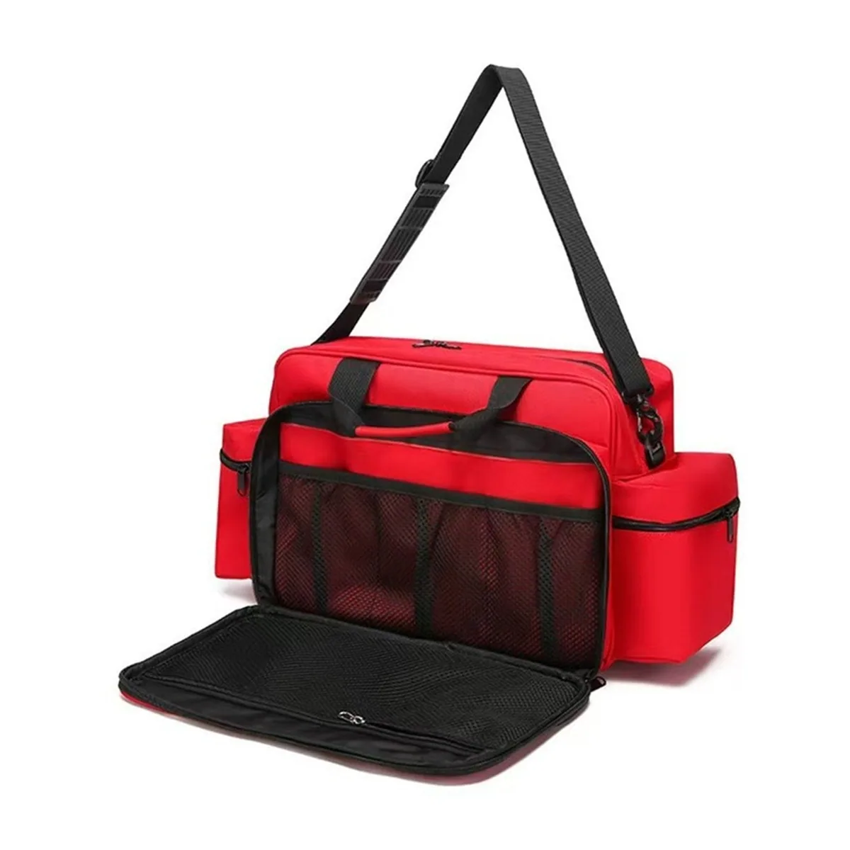 08839 1200D Portable First Aid Bag in Red, construction and compartment detail 1