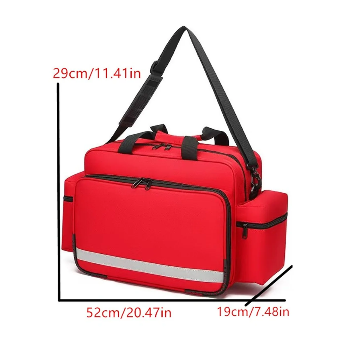 08839 1200D Portable First Aid Bag in Red, construction and compartment detail 3