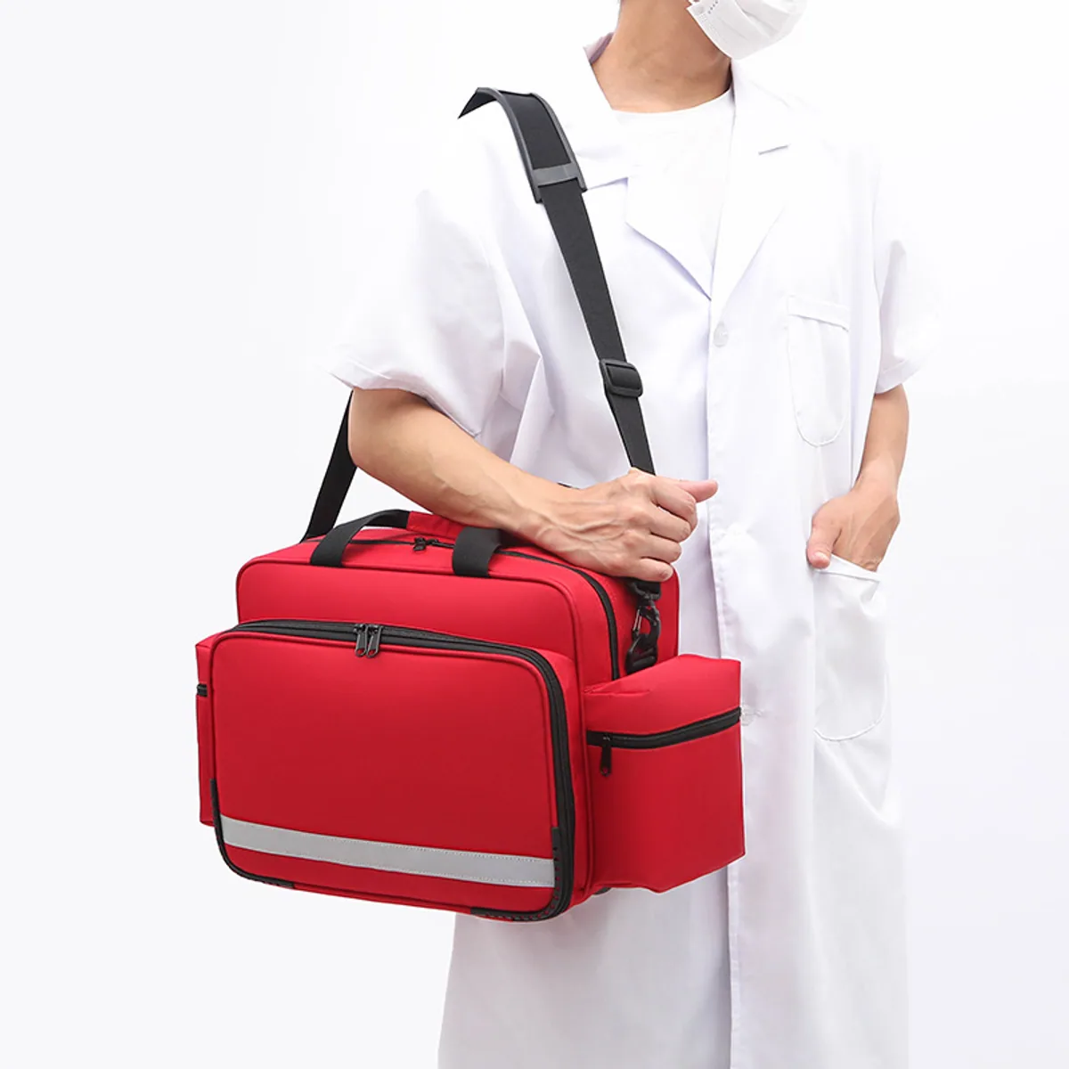 08839 1200D Portable First Aid Bag in Red, portable first aid bag product view