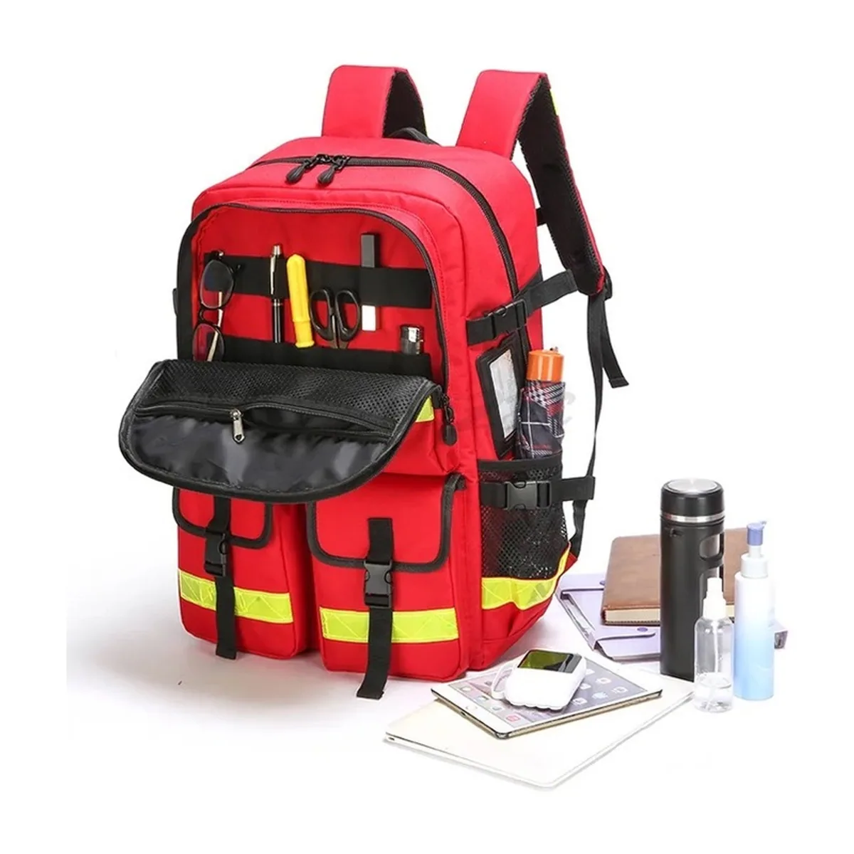 08840 1200D Waterproof PVC Rescue Bag in Red, construction and compartment detail 5