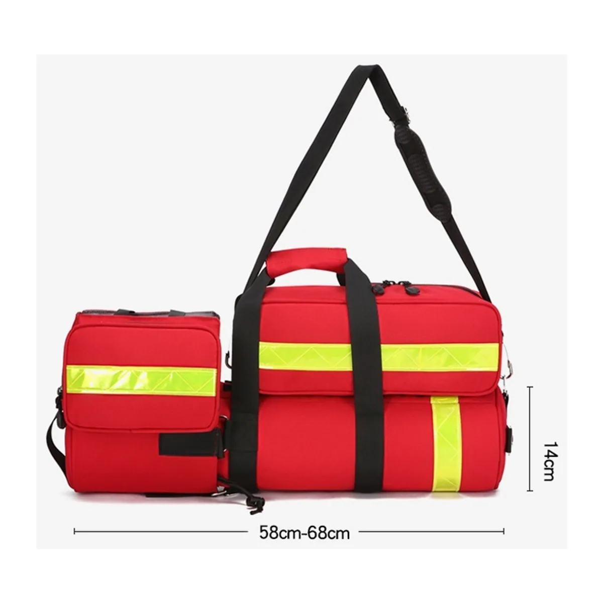 08843 1200D Portable First Aid Bag in Red, construction and compartment detail 1