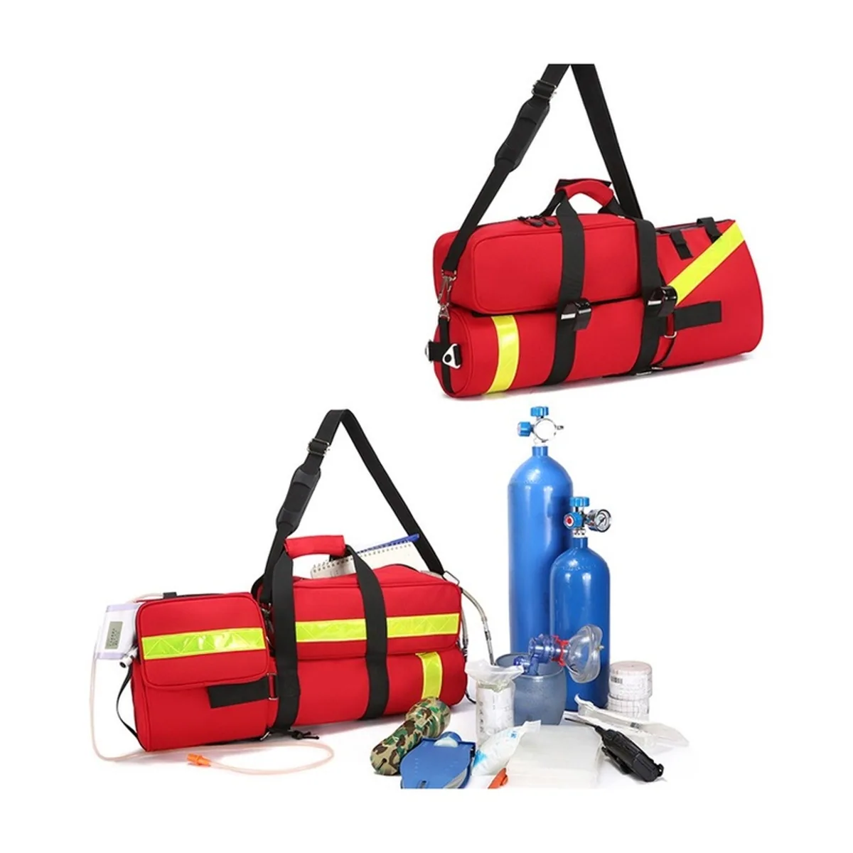 08843 1200D Portable First Aid Bag in Red, construction and compartment detail 4
