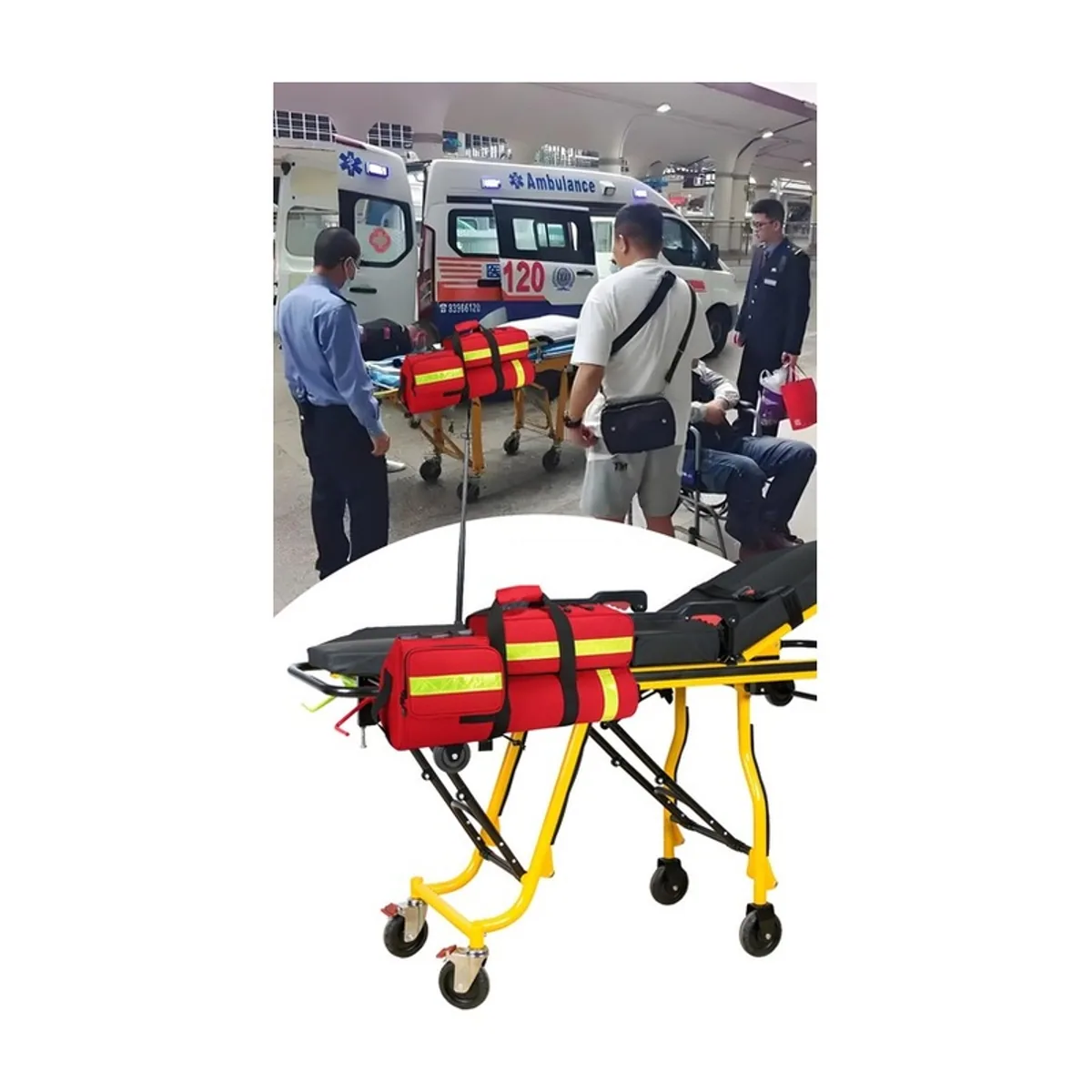 08843 1200D Portable First Aid Bag in Red, construction and compartment detail 5