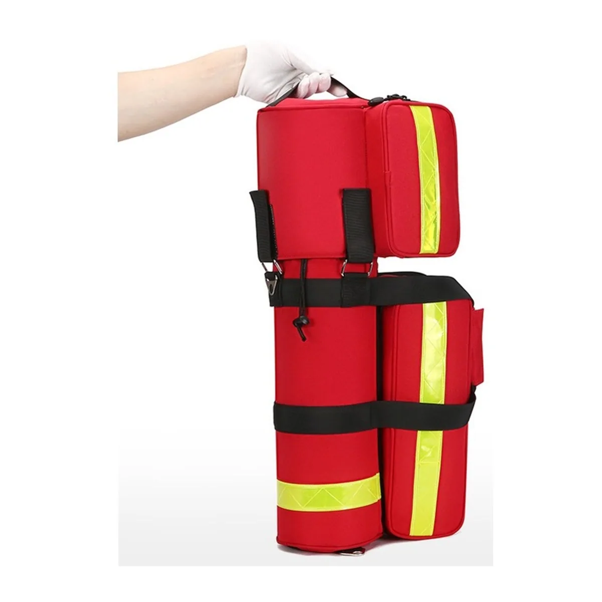 08843 1200D Portable First Aid Bag in Red, construction and compartment detail 7