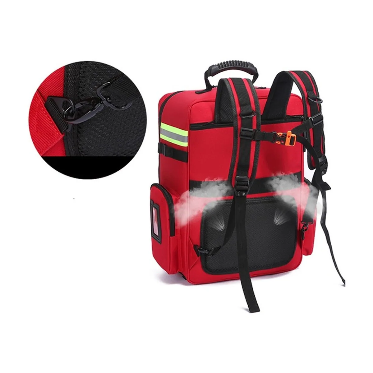 08845 1200D Portable First Aid Bag in Red, construction and compartment detail 4